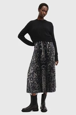 AllSaints sukienka i sweter JINX PLEATED kolor czarny midi rozkloszowana W186DB