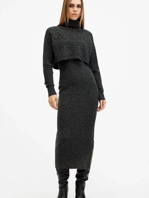 AllSaints sukienka i sweter z domieszką wełny MURIEL kolor szary maxi dopasowana W205DB