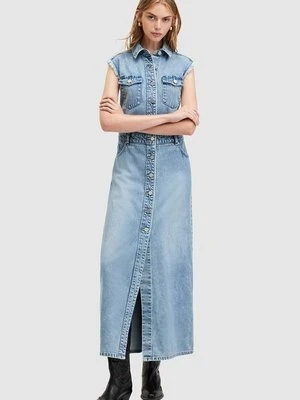 AllSaints sukienka jeansowa BLAIR DENIM DRESS kolor niebieski maxi prosta W183DA