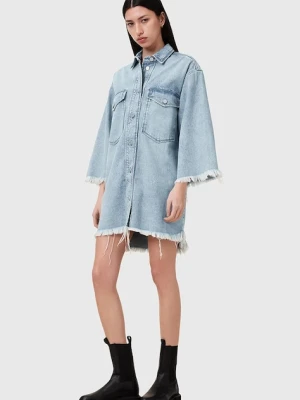 AllSaints sukienka jeansowa FAYE kolor niebieski mini prosta W221DC