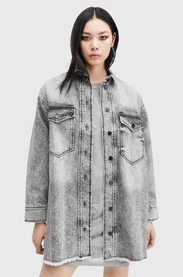 AllSaints sukienka jeansowa LILY DENIM DRESS kolor szary mini oversize W072DB