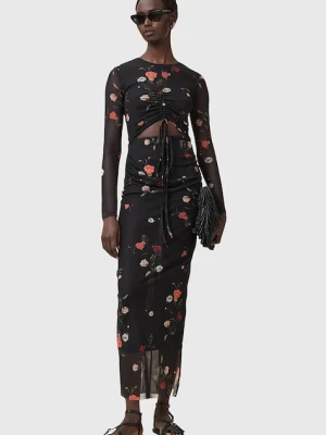 AllSaints sukienka KATHY kolor czarny maxi dopasowana W233DC