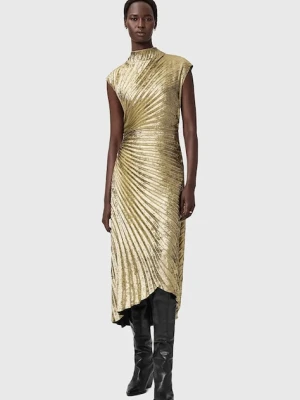 AllSaints sukienka kolor czarny maxi rozkloszowana W195DD