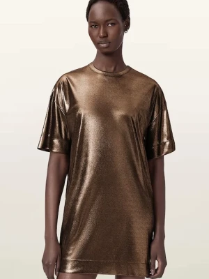AllSaints sukienka kolor złoty mini oversize W141DD