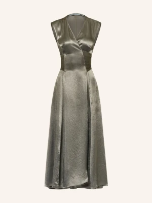 Allsaints Sukienka Kopertowa Jeanne Z Satyny gruen OLIWKOWY