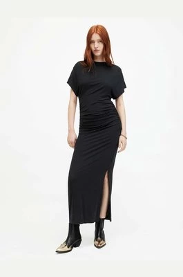 AllSaints sukienka NATALIE kolor czarny midi dopasowana