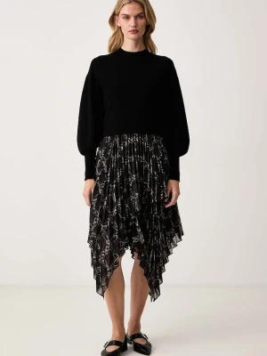 AllSaints sukienka plisowana CONNIE granatowy