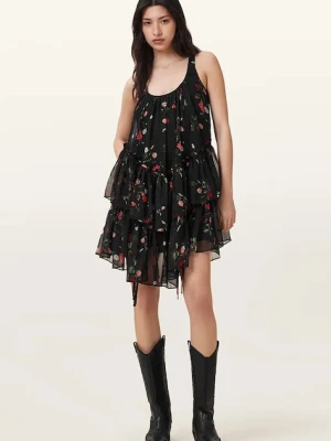 AllSaints sukienka RACH kolor czarny mini rozkloszowana W107DC
