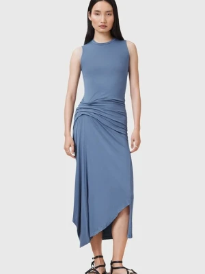 AllSaints sukienka RIVI kolor niebieski midi dopasowana W166DC