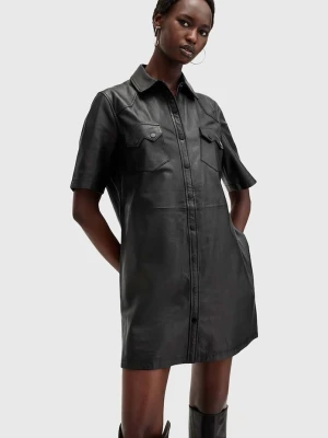 AllSaints sukienka skórzana ROCK DRESS czarny