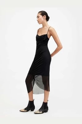 AllSaints sukienka ULLA kolor czarny midi dopasowana
