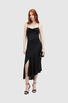 AllSaints sukienka UNA kolor czarny midi prosta
