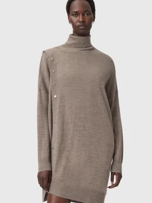 AllSaints sukienka wełniana UMI kolor beżowy mini dopasowana W071DD