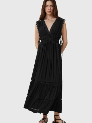 AllSaints sukienka XANTHE kolor czarny maxi rozkloszowana W302DC