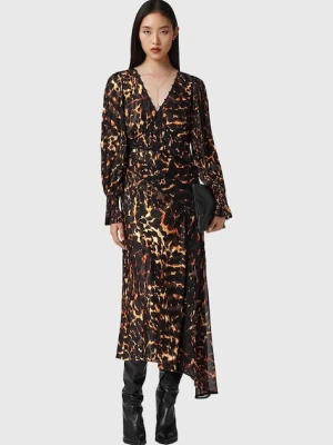 AllSaints sukienka z dodatkiem jedwabiu