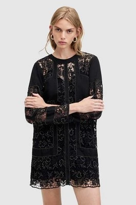 AllSaints sukienka z domieszką lnu NOUSH EMB DRESS kolor czarny mini prosta WD591Z
