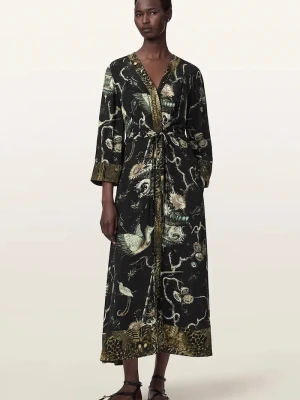 AllSaints sukienka z wiskozy DIANA czarny