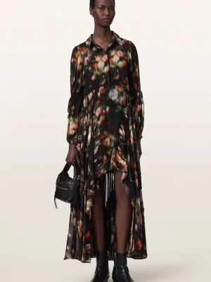 AllSaints sukienka z wiskozy MARIA czarny