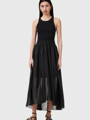 AllSaints sukienka ZENIA kolor czarny midi rozkloszowana W188DC