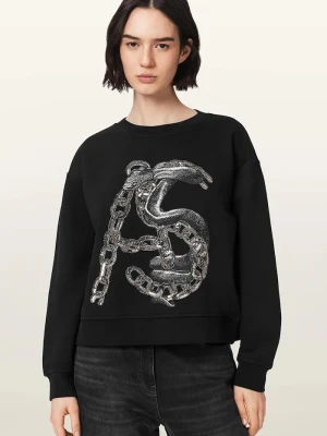 AllSaints sweter damski z bawełną LINX PIPPA czarny