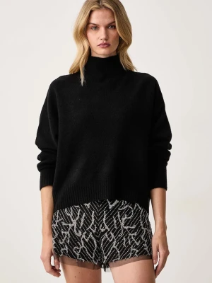 AllSaints sweter damski z dodatkiem merino ASHA czarny