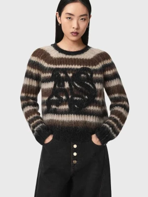 AllSaints sweter damski z wełną REGA AS brązowy