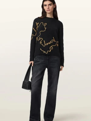AllSaints sweter damski z wełną UNWIND czarny