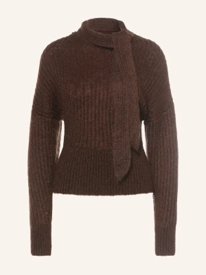 Allsaints Sweter Etty Z Moheru Z Kokardką braun CIEMNOBRĄZOWY