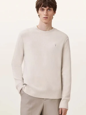 AllSaints sweter męski z dodatkiem wełny beżowy