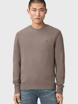 AllSaints sweter męski z dodatkiem wełny brązowy