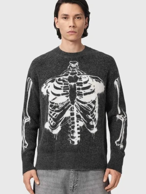 AllSaints sweter męski z wełną RIBSPILL CREW szary