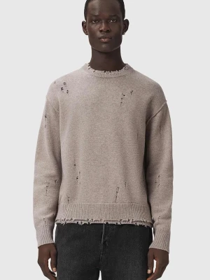 AllSaints sweter męski z wełną WOLF beżowy