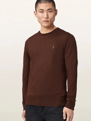 AllSaints sweter męski z wełny merino brązowy