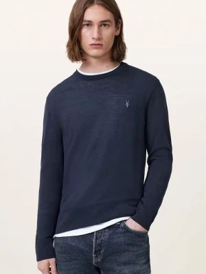 AllSaints sweter męski z wełny merino granatowy