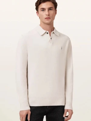 AllSaints sweter męski z wiskozą STATTEN beżowy