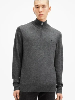 AllSaints sweter wełniany KILBURN ZIP FUNNEL męski kolor szary M082KB