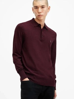 AllSaints sweter wełniany MODE MERINO męski kolor czerwony lekki M085KB