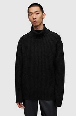 AllSaints sweter wełniany VARID kolor czarny ciepły z golferm