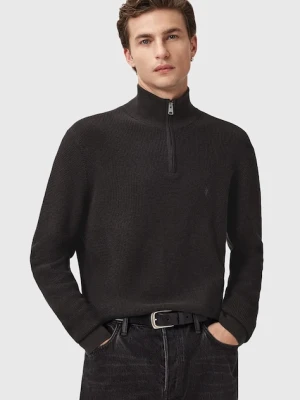 AllSaints sweter z dodatkiem wełny ASPEN męski kolor brązowy z półgolfem M090KB