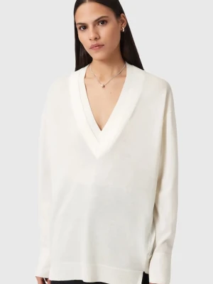 AllSaints sweter z dodatkiem wełny BERN damski kolor biały lekki W050KD