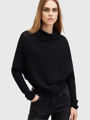 AllSaints sweter z wełną RIDLEY LADDER kolor czarny lekki W020KB