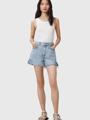 AllSaints szorty bawełniane ELIANA damskie kolor niebieski gładkie high waist W062EC
