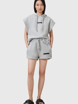 AllSaints szorty bawełniane SORRI damskie kolor szary z nadrukiem high waist W053TC