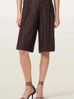 AllSaints szorty damskie z lnem CHARLEY brązowy