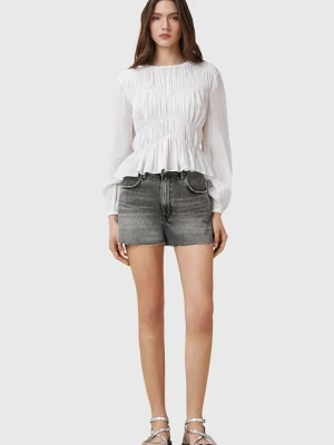 AllSaints szorty jeansowe TATE damskie kolor szary gładkie high waist W076EC
