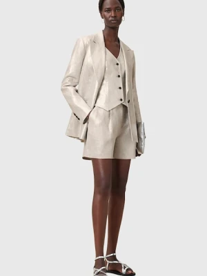 AllSaints szorty lniane AVERIE damskie kolor srebrny gładkie medium waist W069QC