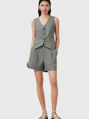 AllSaints szorty z domieszką lnu AVERIE damskie kolor szary gładkie medium waist W046QC
