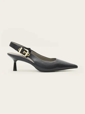 AllSaints szpilki skórzane Idiya Slingback czarny