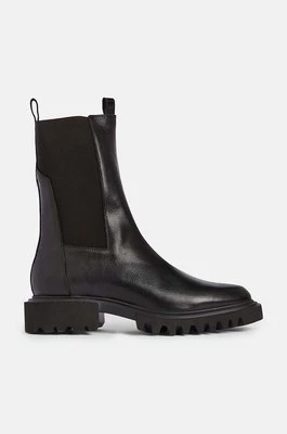 AllSaints sztyblety skórzane Hallie Boot damskie kolor czarny na płaskim obcasie W115FB