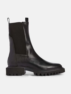 AllSaints sztyblety skórzane Hallie Boot damskie kolor czarny na płaskim obcasie W115FB